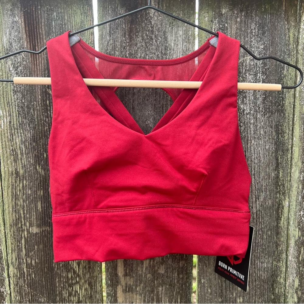 NWT Born Primitive Dark Red / Grey Sports Bra XS - Picture 1 of 4